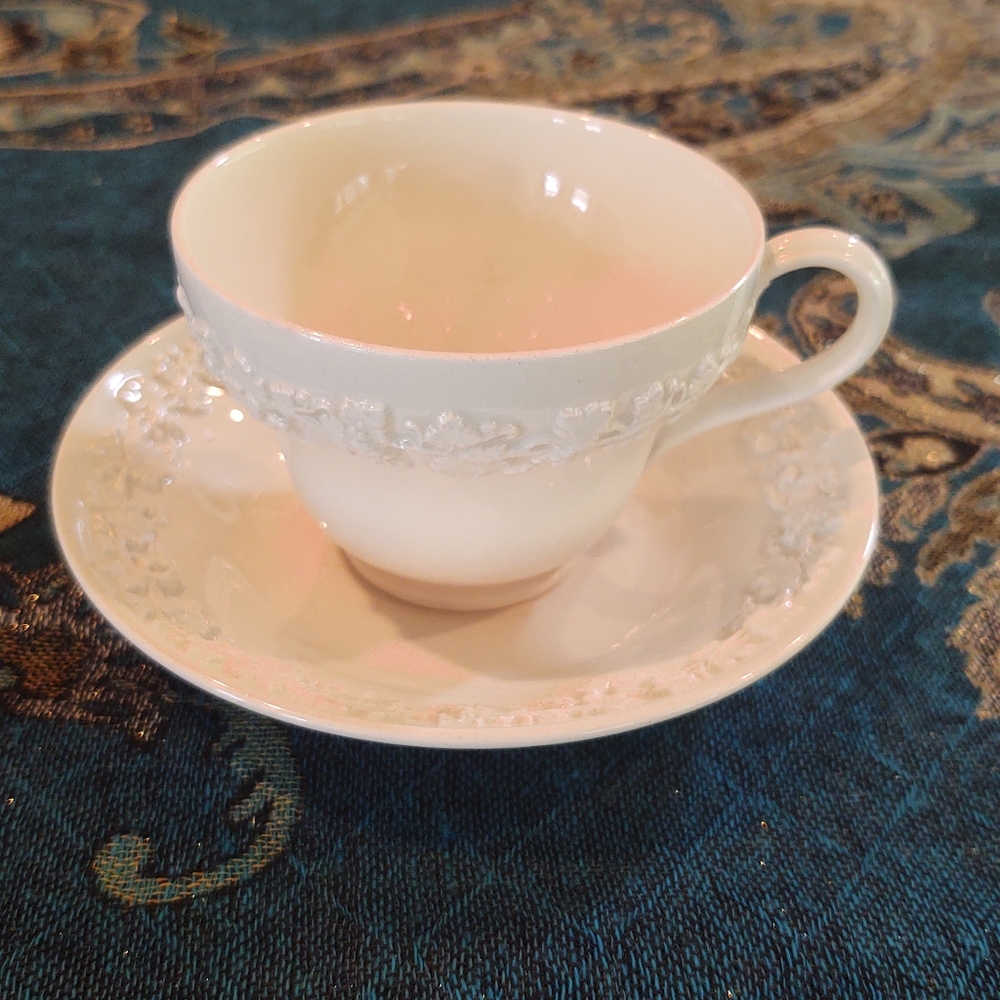Wedgewood Queensware white bone china cup and saucer